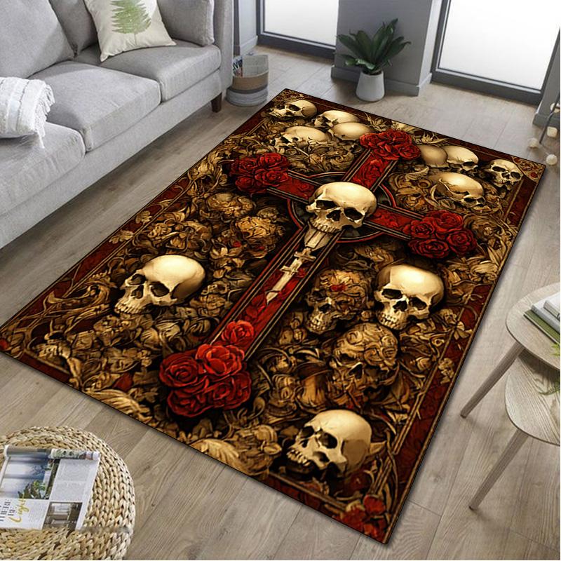 1Pc Skull Rug - Home Carpet Office Decorative Carpet For Living Room Bedroom Door Mat Floor Rug Computer Chair Area Rug