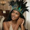 With Strap Indian Headband Colorful Peacock Costume Headdress Indian Feather Crown  Halloween