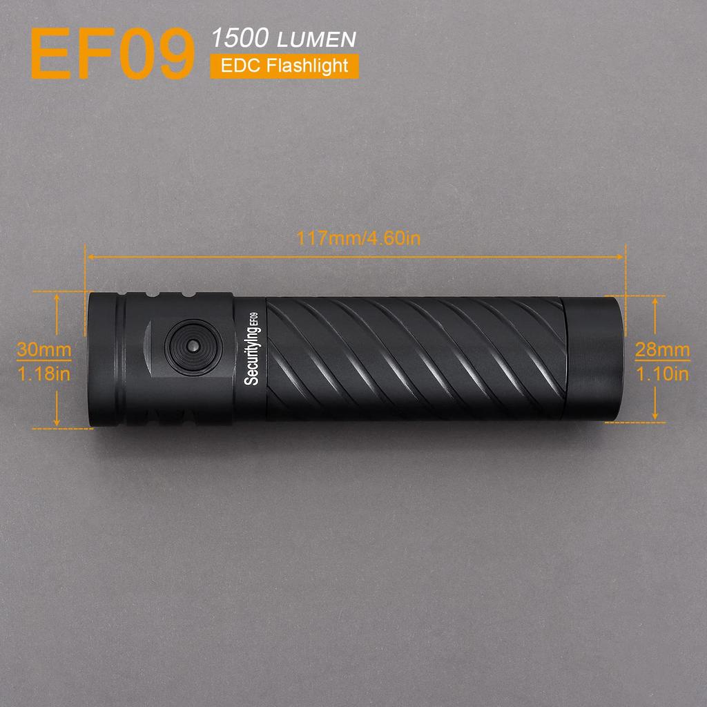 SecurityIng 1500 Lumens Rechargeable Flashlight with 4 IP65 for and Mountaineering Sold Modes, Waterproof, Hiking, Fishing, Camping, (Batteries