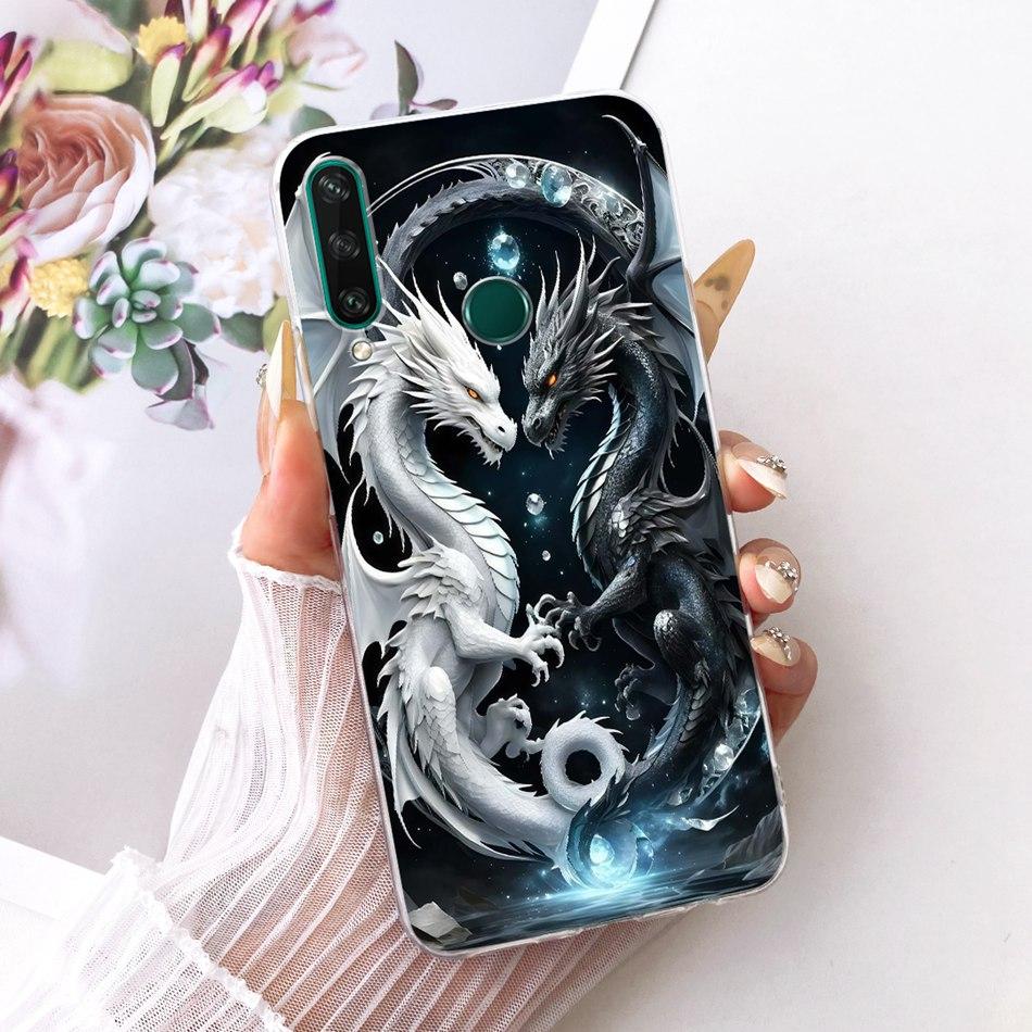 For Huawei Y6P 2020 Cool Dragon Tiger Pattern Phone Case For Huawei Y6p MED-LX9 MED-LX9N Soft Silicone TPU Cases Bumpers