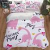 Cute Cartoon Dinosaur Print Polyester Bedding Sets Child Kids Covers Boys Bed Linen Set For Teens King Size Bedding Set