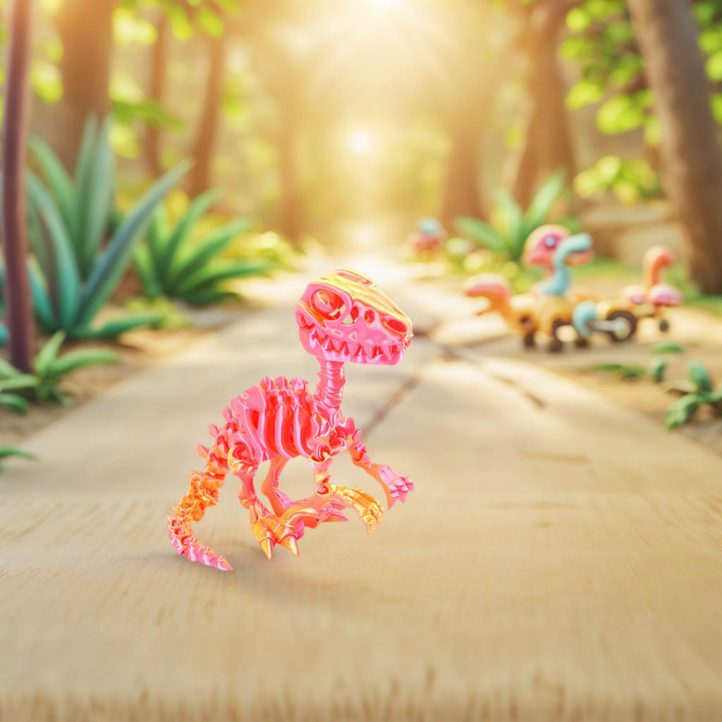 3D Printed Articulated Raptor Skeleton Figurine Dinosaur Bones Poseable ModelToy For Home Office Decors and Collector