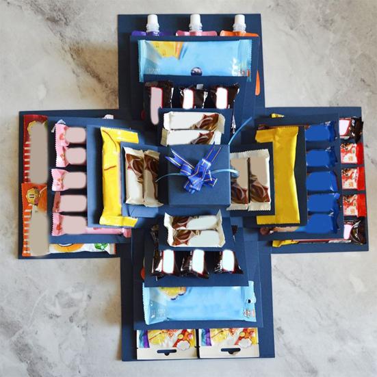 1 Set Exploding Gift Box 5 Layer Christmas Money Box Paper Reusable Holiday Gift Boxes for Holding Snacks Sweets Cash Birthday Wedding Xmas Party