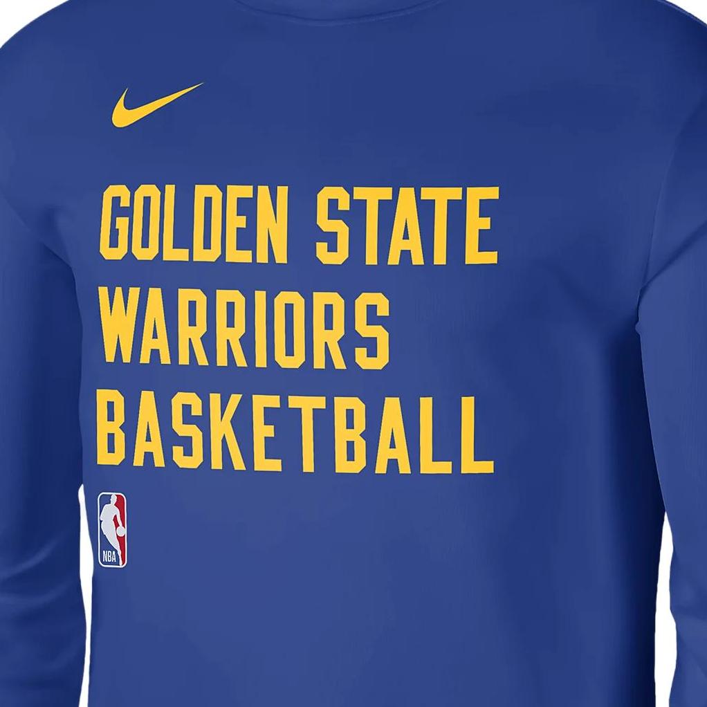 Nike Men's NBA Dri-FIT Golden State Warriors Practice Long Sleeve T-Shirt Blue FD9949-495