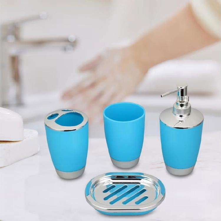 4PCS Complete Bathroom Accessories Storage Set Plastic Container For Soap Toothbrush Cup Soap Dispenser