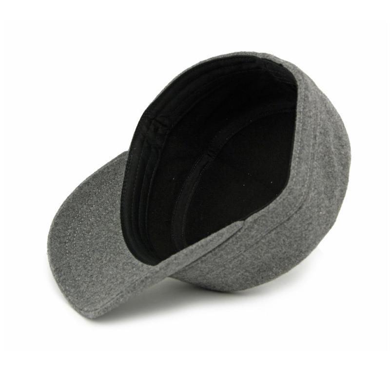 Wool Hat Men's Autumn Winter Velvet Thick Flat Hat Sunshade Hat Solid Color Peaked Cap