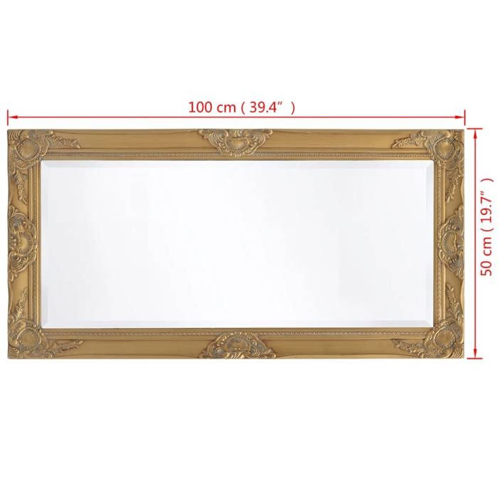 Miroir mural - vidaXL - Baroque - 100x50 cm - Doré - Élégance Chic