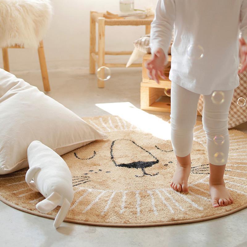 Cartoon Animal Children's Room Rug - Thickened Imitation Cashmere Floor Mat, Cute Game/Bedside Rug
