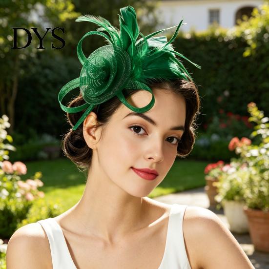 Leggera Fascia per Capelli con Piume Donna Fascia Floreale Retrò Rete con Piume Fascintor per Tea Party Accessorio Capelli per Feste Cocktail Comoda