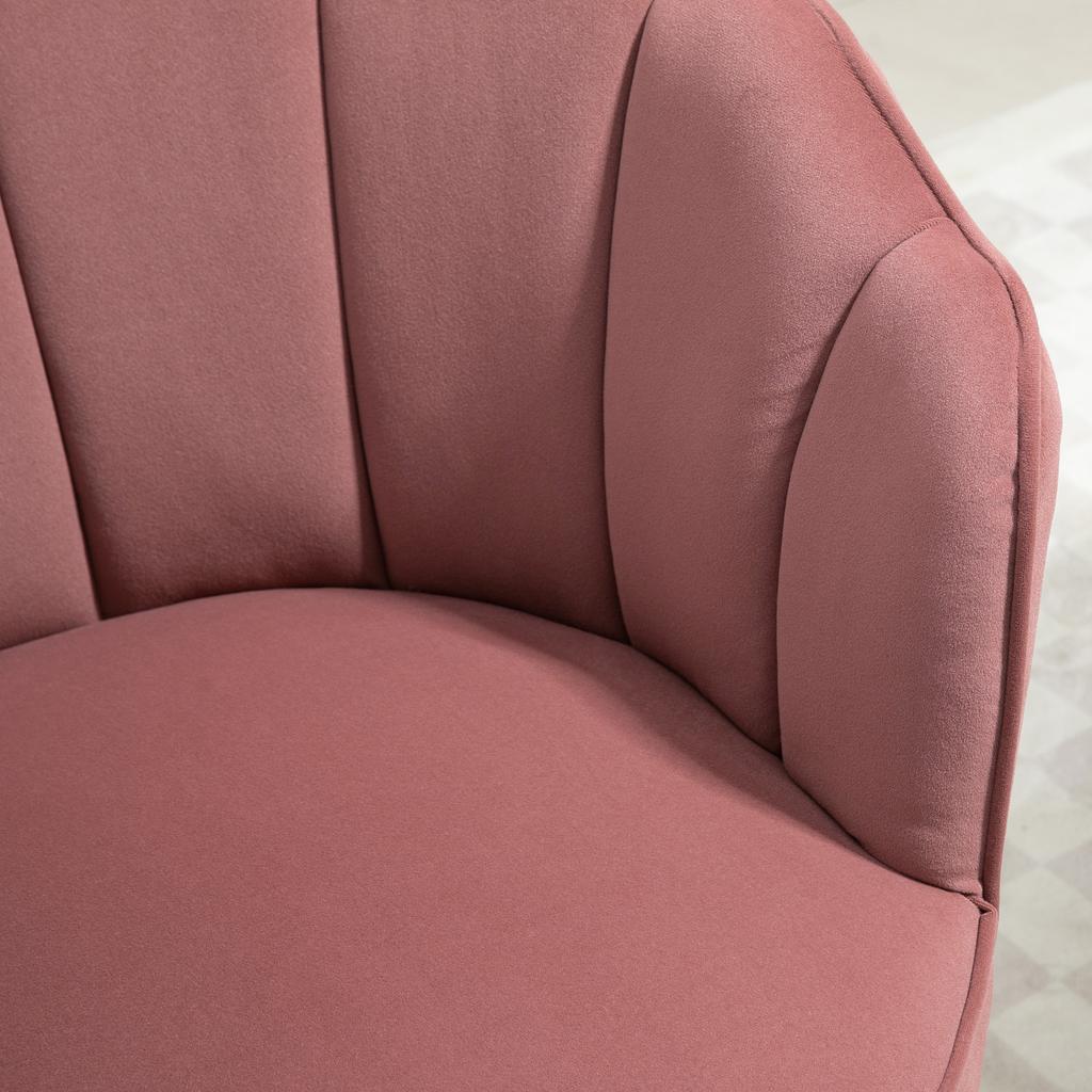 Armchair Living Room Lounge Chair In Shell Shape, Relax Chair with Wooden Legs, Upholstered Armchair Reading Chair with Velvet Look