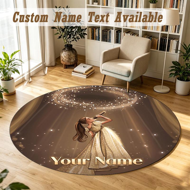 Round Rug Custom NameAriana Grande Pattern Non Slip Carpet Home Floor Decor
