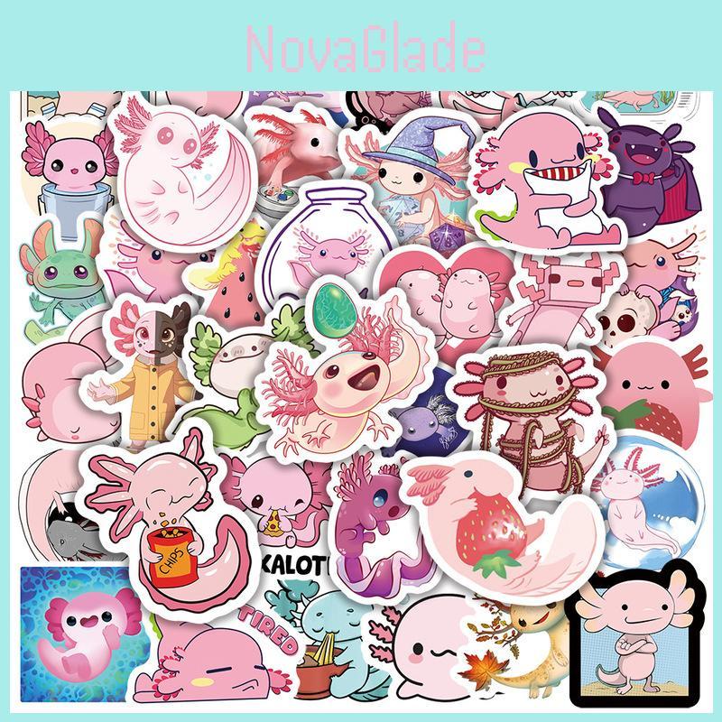 50pcs Axolotl Stickers Waterproof Reusable Adhesive For Laptop/phone/suitcase