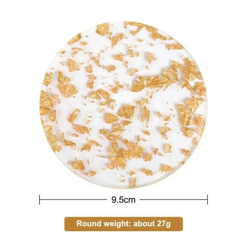 

Acrylic Gold Silver Foil Coaster Ins Style European Modern Luxury Creative Home Bar Kitchen Coffee Tea Cup Mat Tableware Set 1 pcs