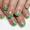 24 Pieces Patrick's Day Stick On Nail Green Shamrock Press On Nail Short Coffin Style False Nail for Women Girls
