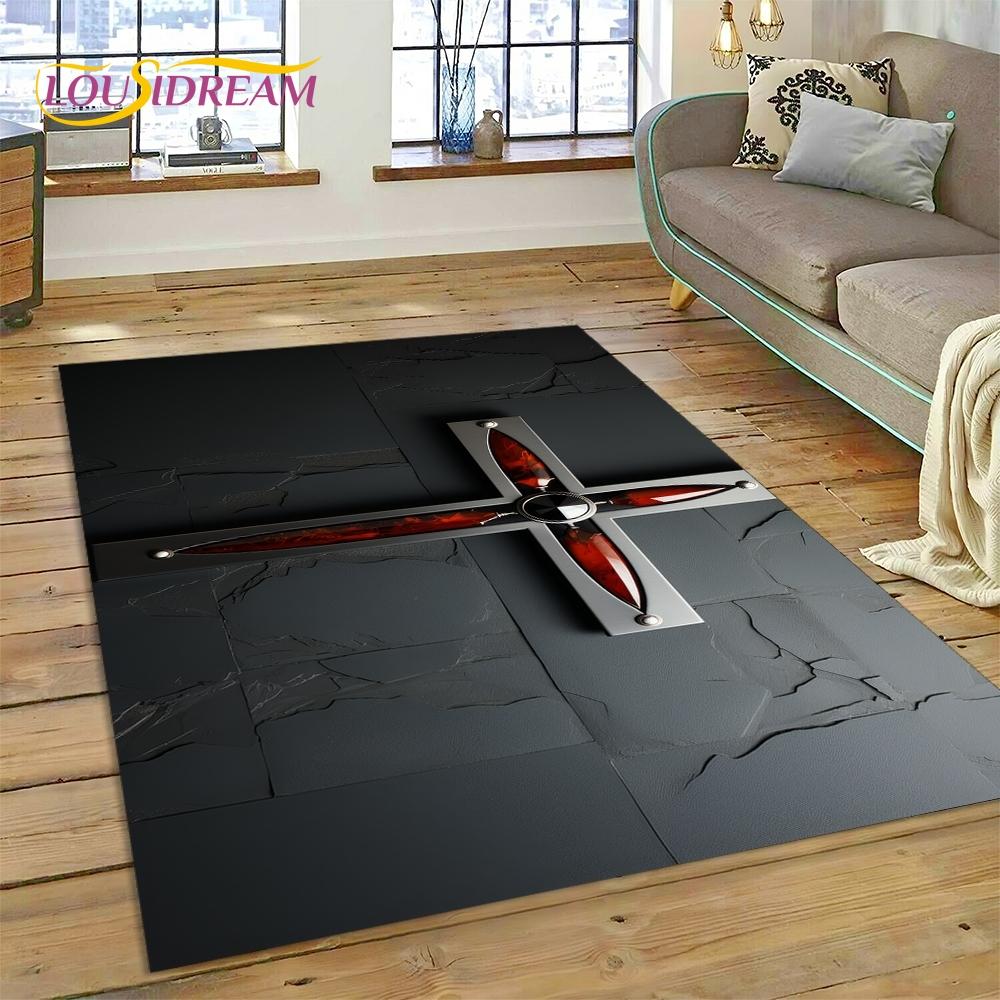 New 3D Pray Holy Bible Cross Jesus Carpet for Living Room Bedroom Home Decor,Floor Mat Non-slip Decoration for Sofa Doormat Gift