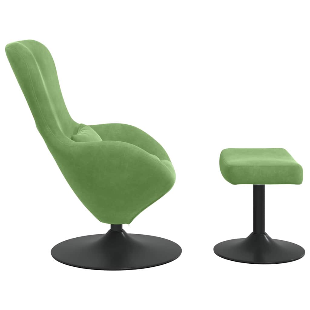 Egg Chair with Footstool Light Green Velvet