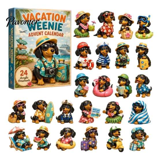 Holiday Dog Advent Calendar 2026 Dachshund Calendar, 24 Days Collectible Surprises with 2D Christmas Ornaments Festive Puppy Figures for Lovers Family