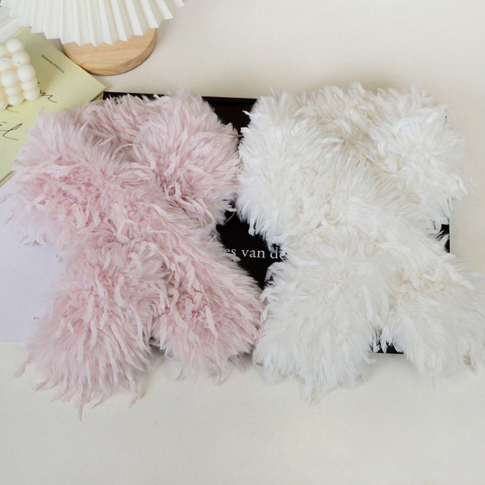 Thick Fluffy Plush Long Strip Scarf Solid color Luxury Y2K Girl Scarf 90cm/180cm Ladies Tassels Scarf for Outdoor Warm