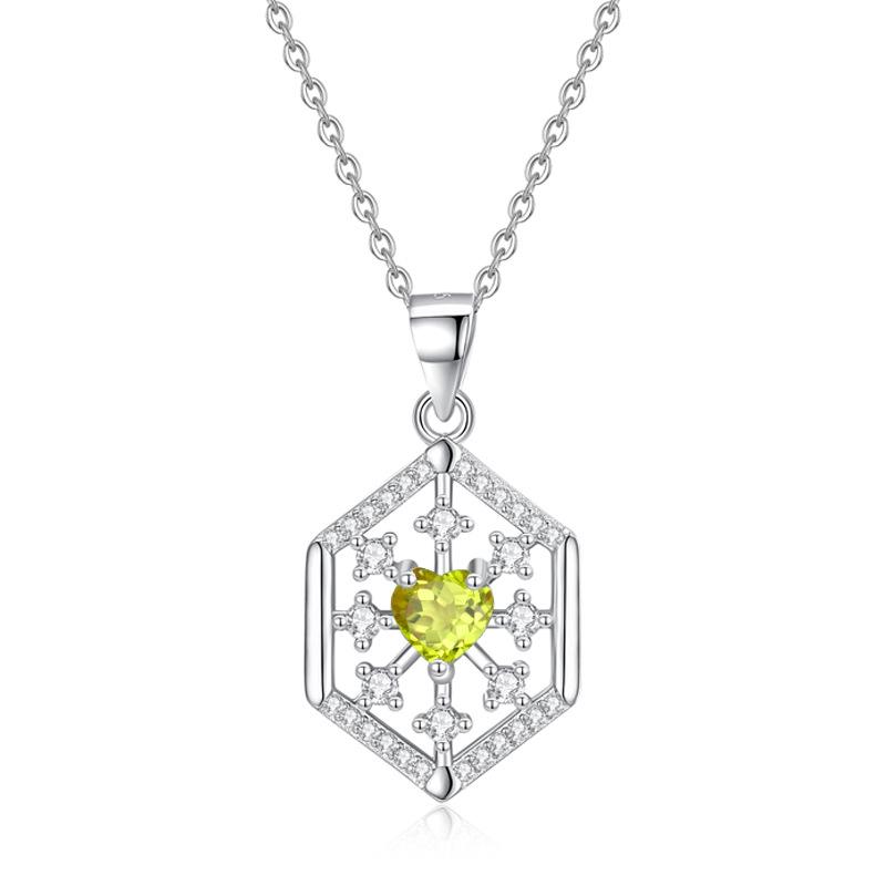Collier pendent flocon de neige en argent sterling 925 pour femme, Collier cristal améthyste/péridot/topaze naturel, Bijoux de mode
