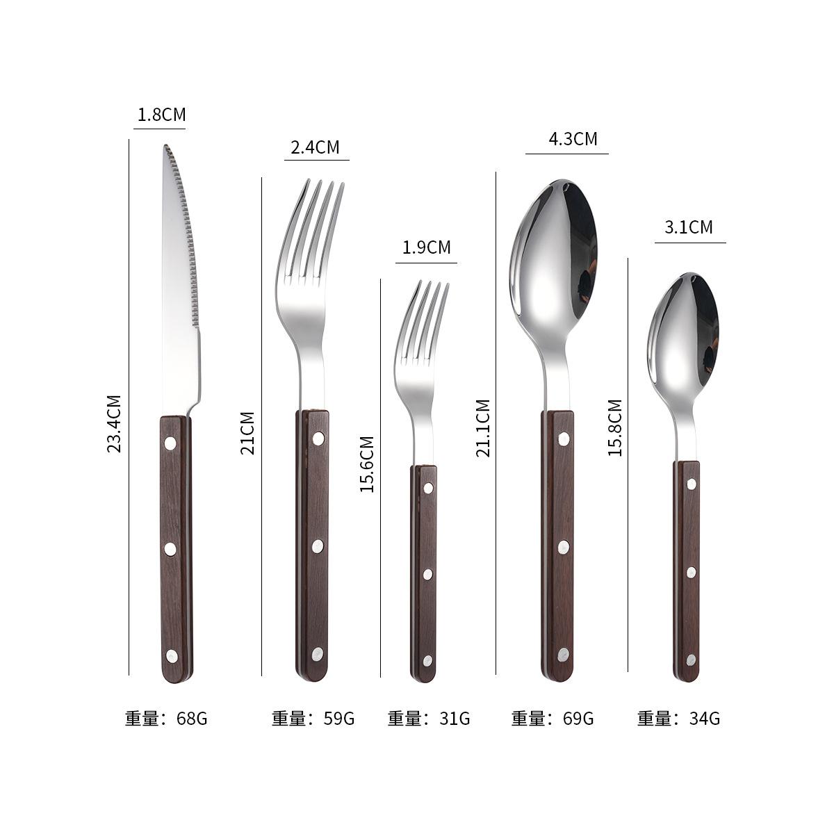Нержавеющая сталь 304 Нож Вилка Ложка Французская Заклепка Столовые приборы Отель Западные столовые приборы Стейк-нож Вилка Ложка Набор столовых приборов ужин