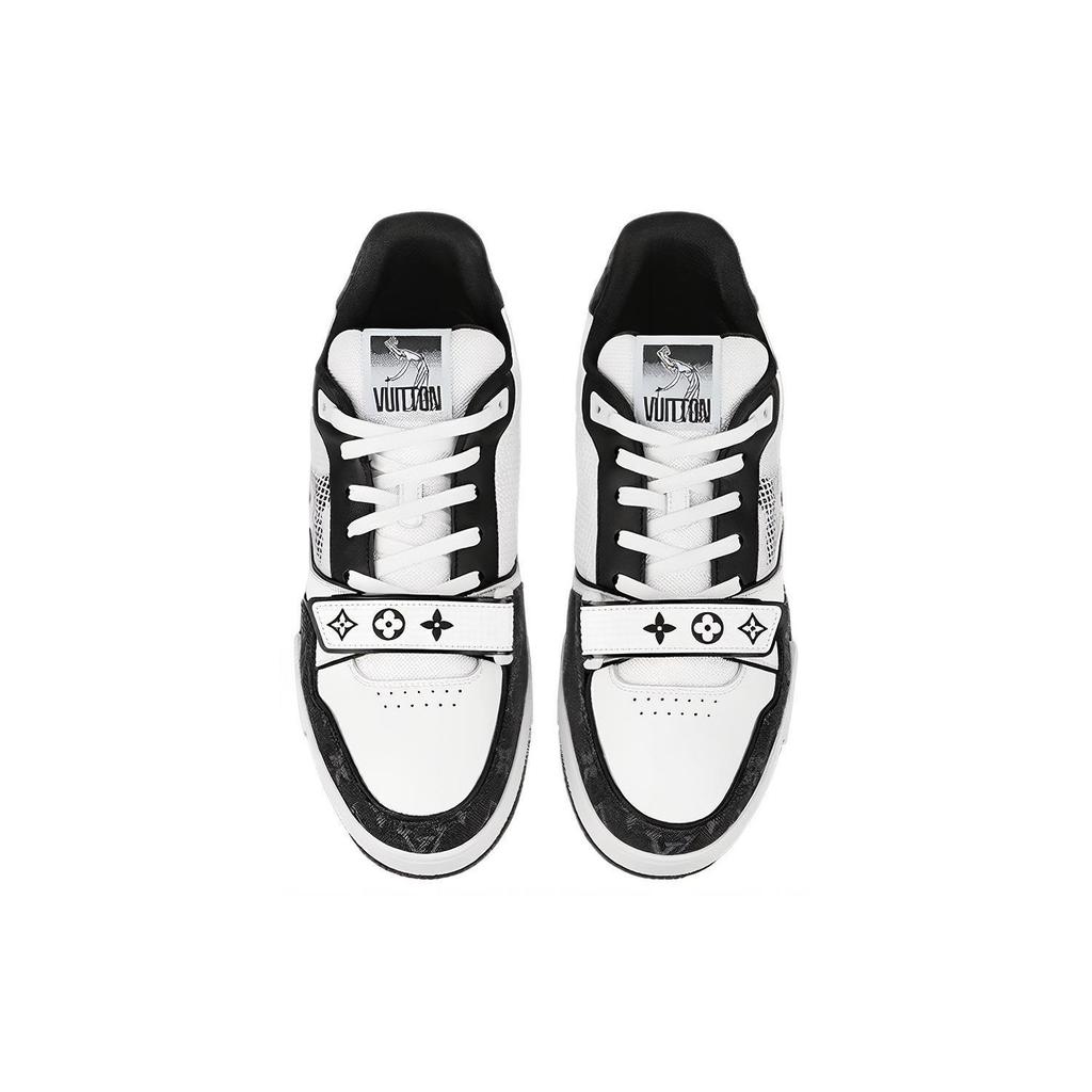 Louis Vuitton Trainer Low 'Velcro Strap - Black Monogram Denim' 1A9ZB0