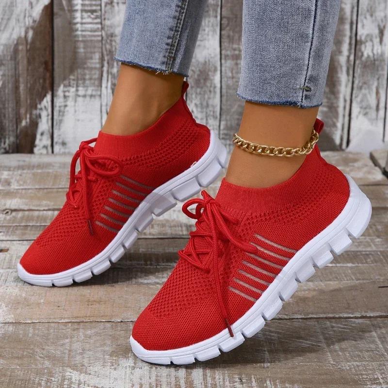 Summer Women Mesh Breathable Casual Shoes Woman Slip On Lightweight Sneakers Girl Lace Up Fashion Comfortable Walking Shoes