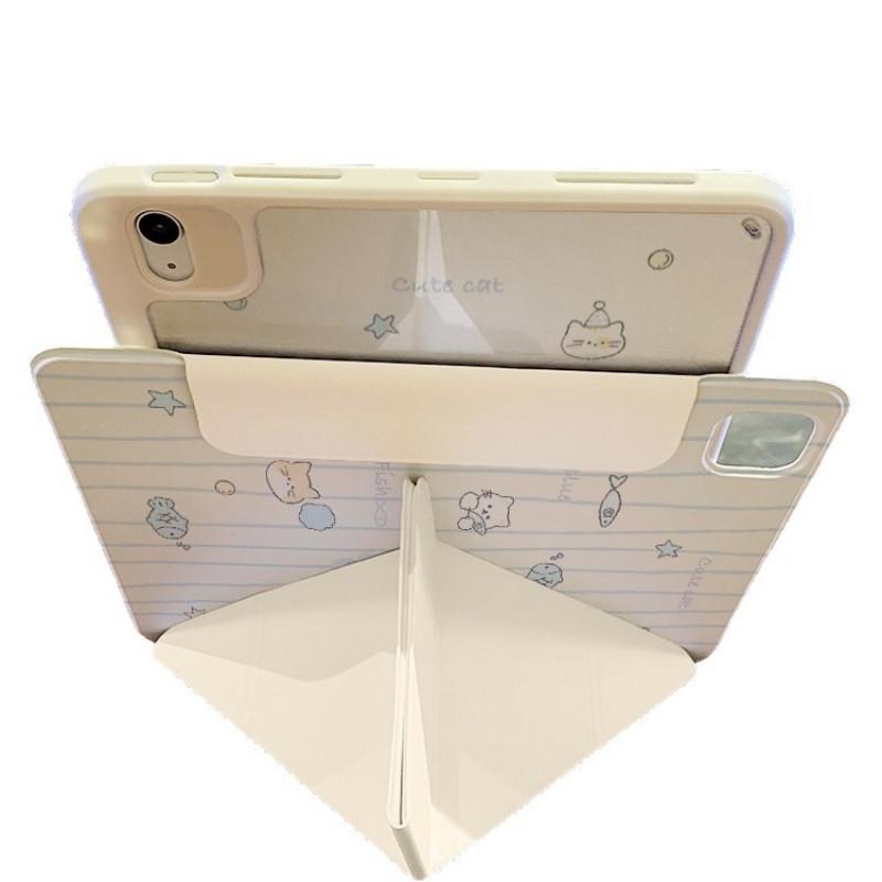 Cartoon Cat Fish Design IPad Case With Pen Slot Magnetic Detachable Stand Air Mini Pro 10.2 10.9 11 12.9 Inch