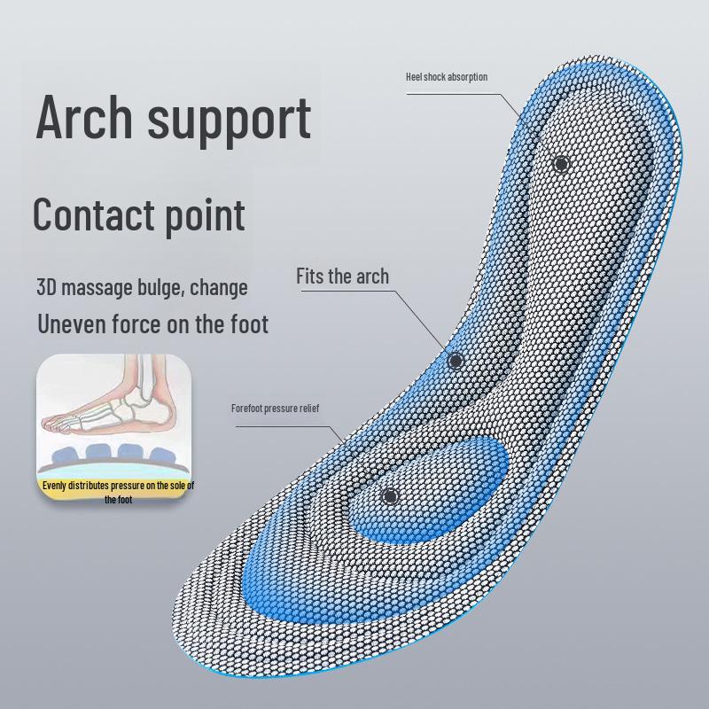 Comfortable, Breathable Sports Insoles: Soft, Deodorizing, Sweat-Absorbing, Massage Arch Support