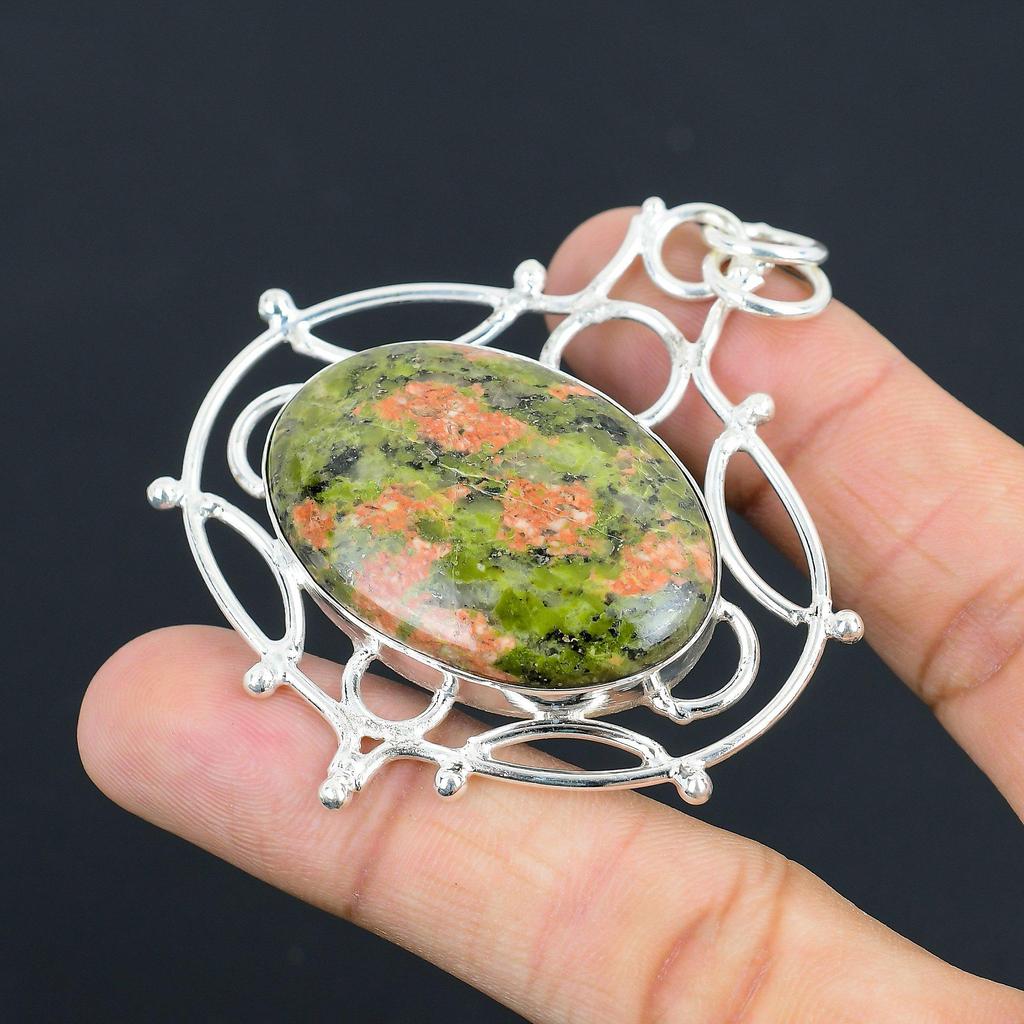 Natürlicher Unakit Edelstein Indischer Schmuck 925 Sterlingsilber Anhänger Für Mädchen