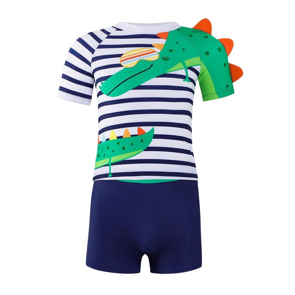Jungen Gestreiftes Zweiteiliges Badeanzug-Set - 2024 Sommer Bademode Kurzarm