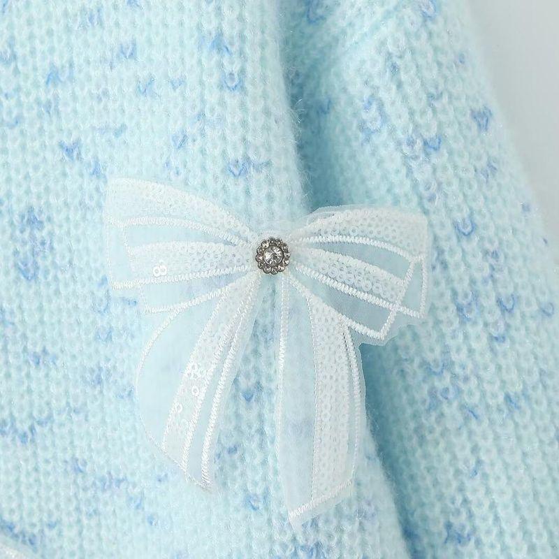 Kaslead New Arrival Women's Clothing Fashion Style Stylish Simple and Versatile Bows Decoration Cardigan Sweater