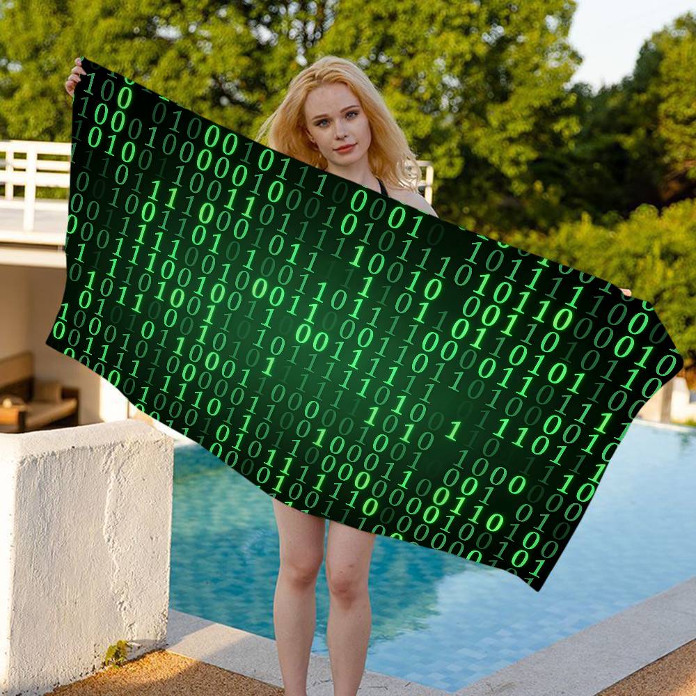 Binary Code The Matrix Program Chart Game Film Beach Towel Bath Towels For Microfiber Quick Dry Custom Sand Free Beach Yoga Spa
