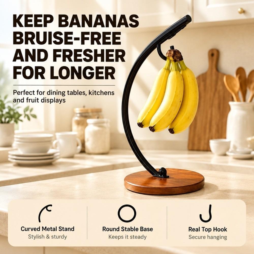 Keeps Bananas Fresh Banana Hanger Iron Banana Hook Rack Banana Holder Stand  for Kitchen Countertop