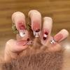 ins hand-painted k cat's eye pure handmade wearing nail long atmosphere white nail patch fake nail