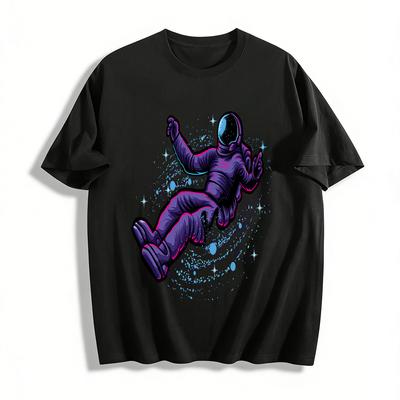 Cool Astronaut Weightless Float Print Casual Trendy T-Shirt Pure Cotton T-shirt