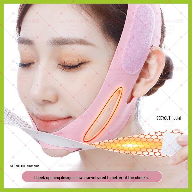 

TPU Pink V-Shaped Lifting Mask for Firming, Contouring, and Jawline Enhancement Standard Green Box x1 рожевий