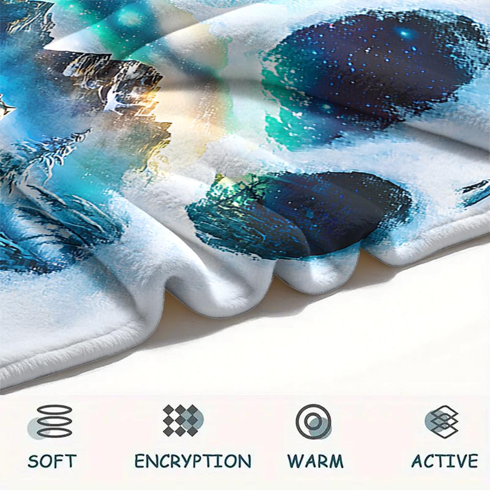 Polar Bear Print Flannel Blanket, High quality Comfortable for All Seasons, Home Decor, Warmth and Comfort, Perfect for Christmas Gifts