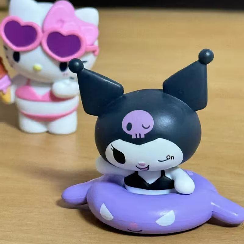 Action Figures Model Summer Swimsuit Blind Box Collection Kt Cat White Kuromi Cinnamon Gashapon Official Genuine Collectible