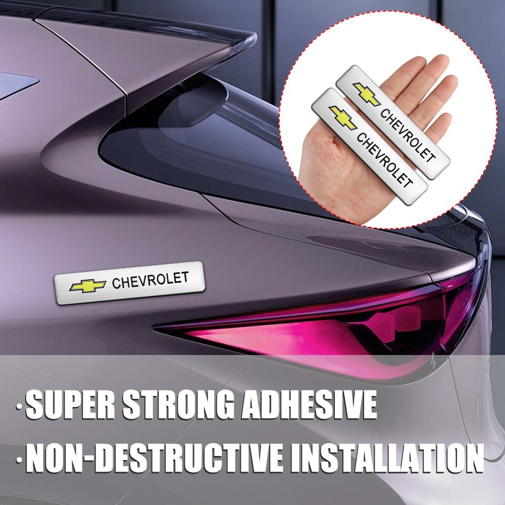 AABHM1 1/2Pcs 3D Aluminum Emblem Trunk Side Body Sticker For Chevrolet Cruze Lacetti Sonic Spark Sail Aveo Cobalt Malibu Captiva Camaro