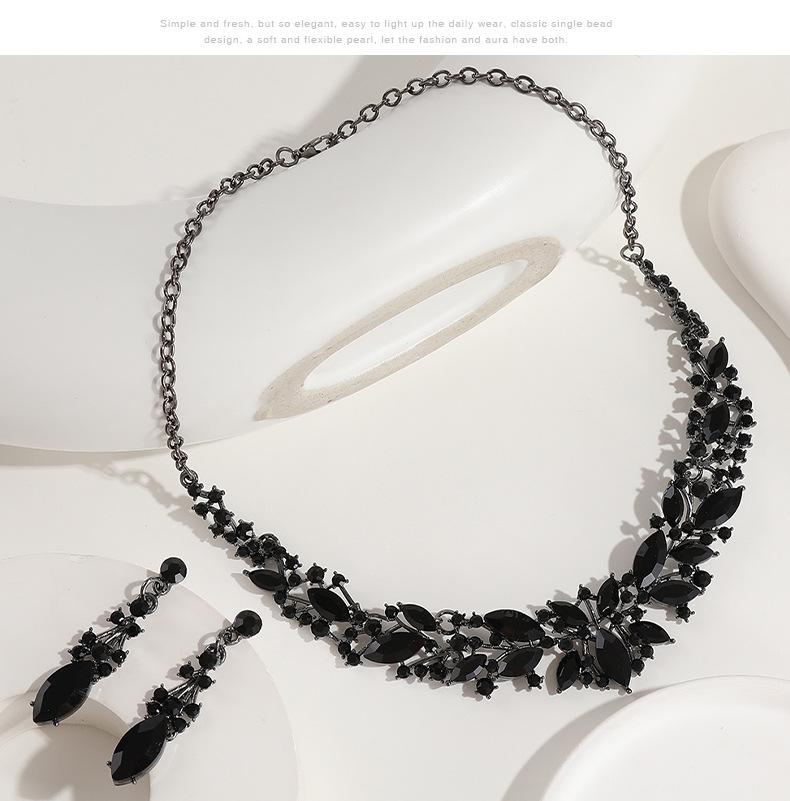 Crystal Necklace Earrings Jewelry Set Bridal Wedding Dress Versatile Jewelry