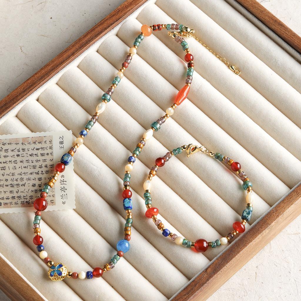 [Dunhuang] Imported Antique Rice Beads, Natural Stone Agate Beaded Bracelets, Necklaces, Beads Diy Accessories Materials