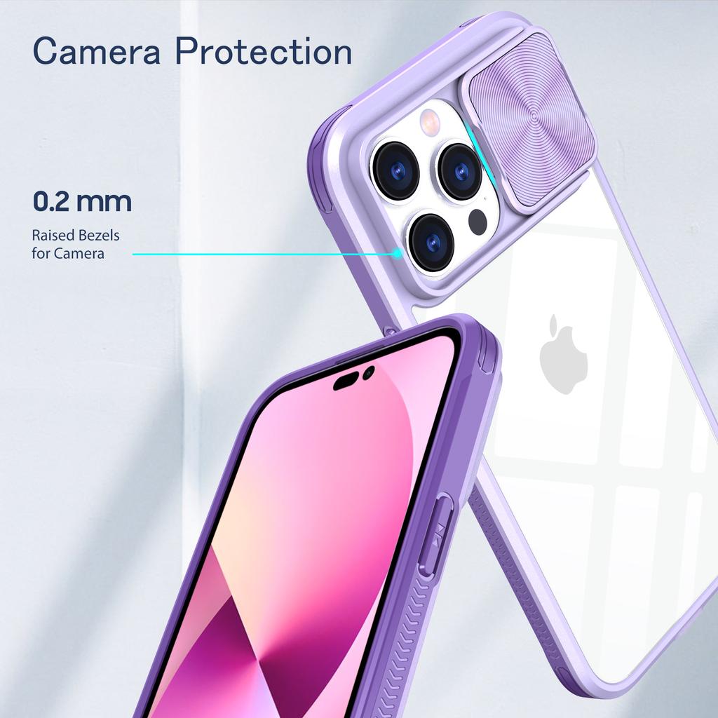 Fashion Slide Camera Lens Protection Transparent Phone Case For 13 11 12 14 Pro Max X Xr Xs 8 7 Plus Se Bumper Shockproof Cover