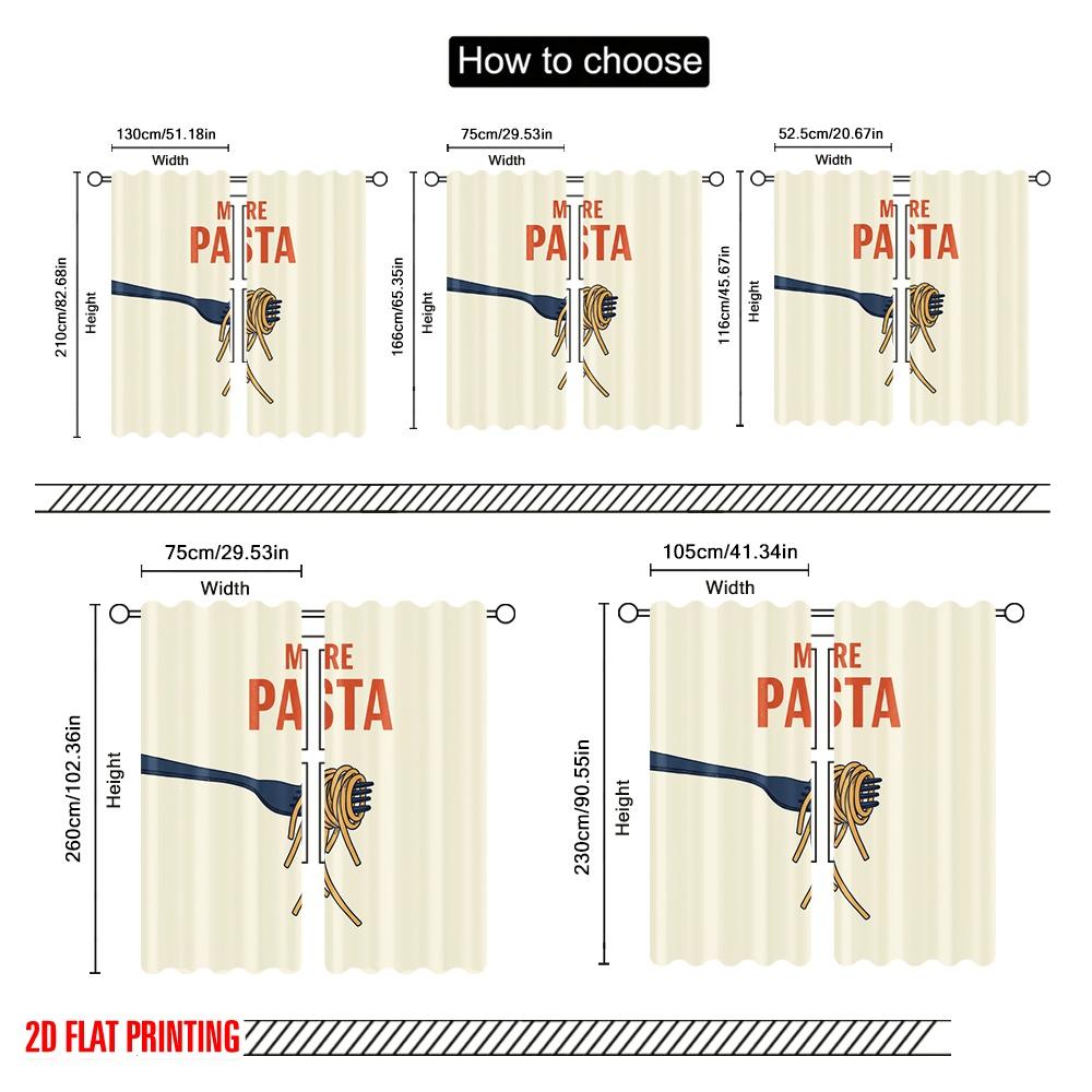 2pcs 2D Flat Printing Drapes Pasta Fork Doodle Fabric Without Electricity 0 for Indoor Celebrations Room Garden