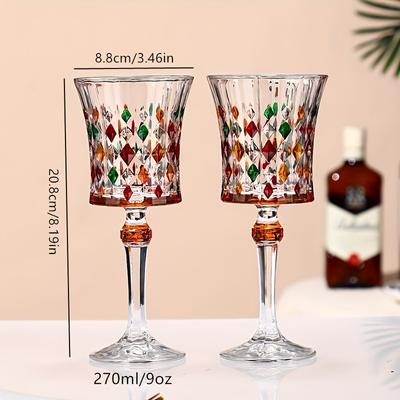 2pcs/set Hand-painted Red Wine Glasses With Luxurious Glass Cups Rainbow Gloss Hand-painted Foreign Wine Small And Unique Design Champagne Glasses Win
