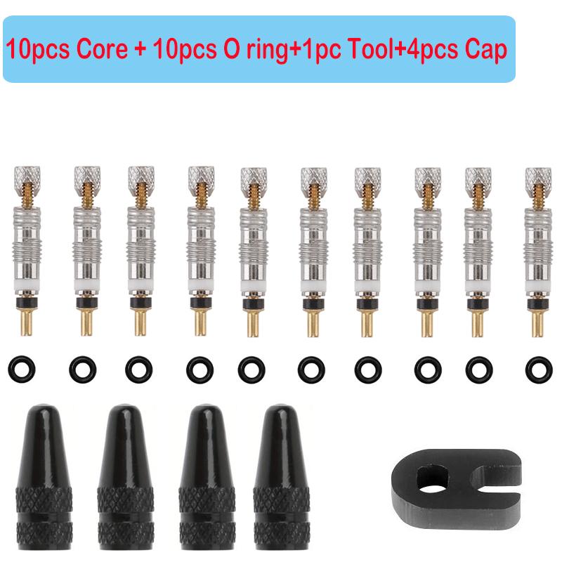 Bicycle Presta Valve Core Brass FV Nozzle Replacement MTB Road Bike Tubeless Core Remover Tool Alloy Tire Valve Caps Optional Valve Stems 1