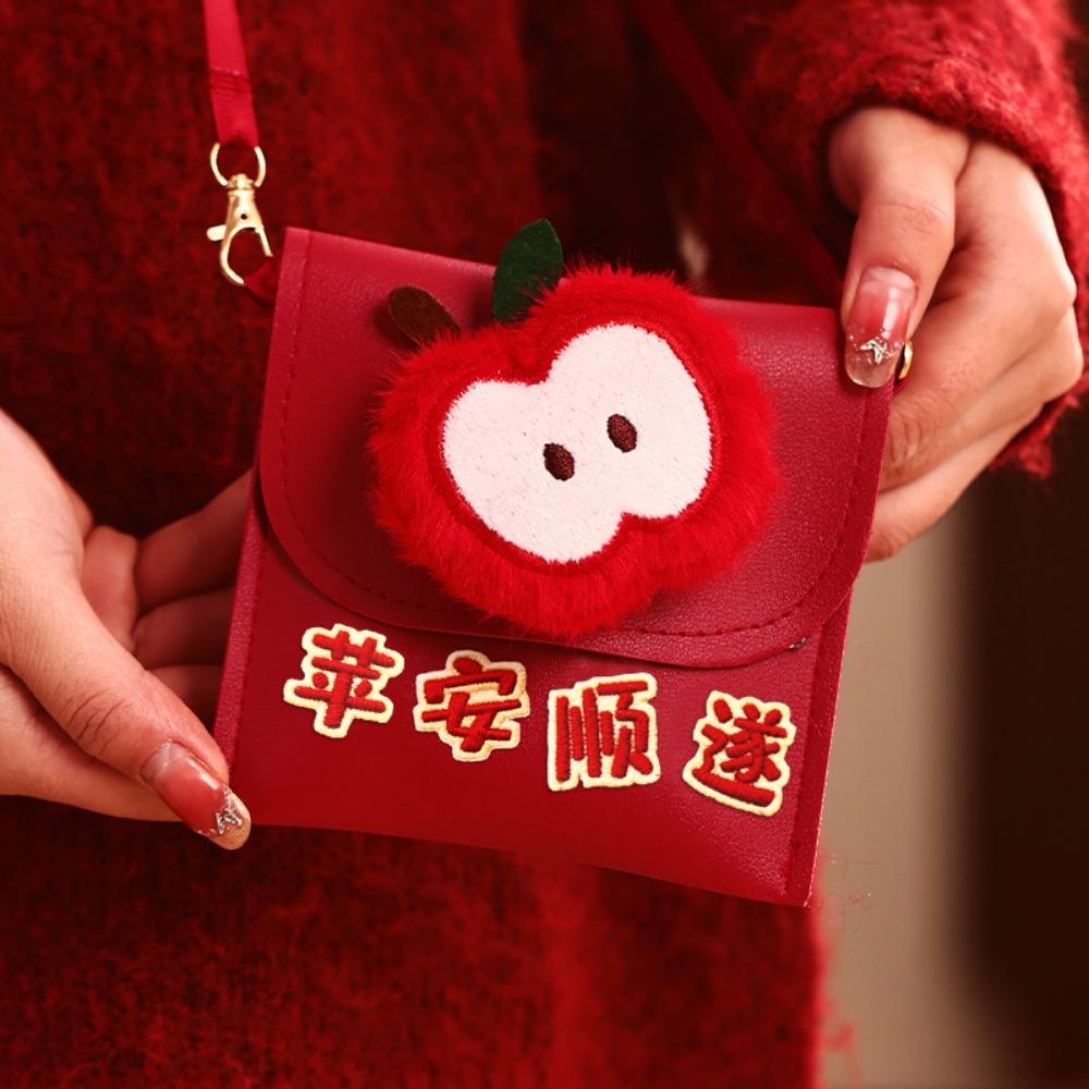Cartoon New Year Red Envelope 3D Money Bag Practical PU Crossbody Bag Birthday Celebration