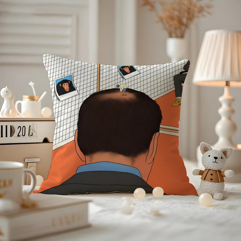 Abstract Funny Illustration Cushion Cover Anti-dustmite Pillowcase Invisible Zipper Silky Short Plush Sofa Cushion Cover