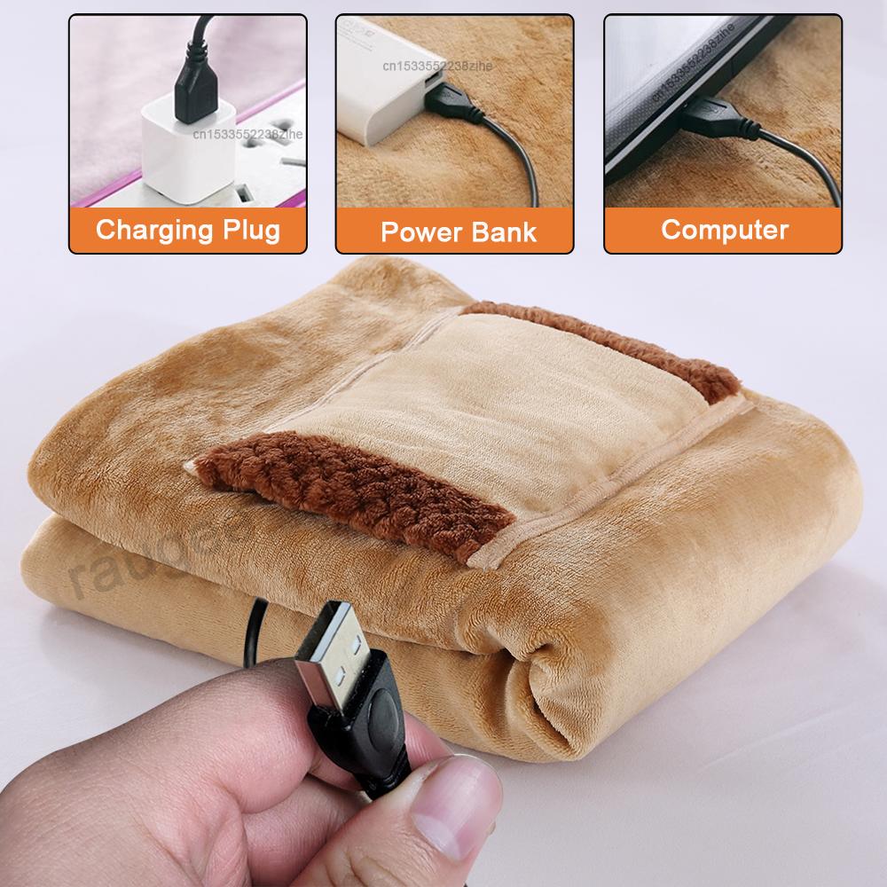 Hand Warmer USB Warming Blanket Portable USB Heating Pad with Hand Warmer Home Winter Soft Plush USB Hand Heater Heated Blanket