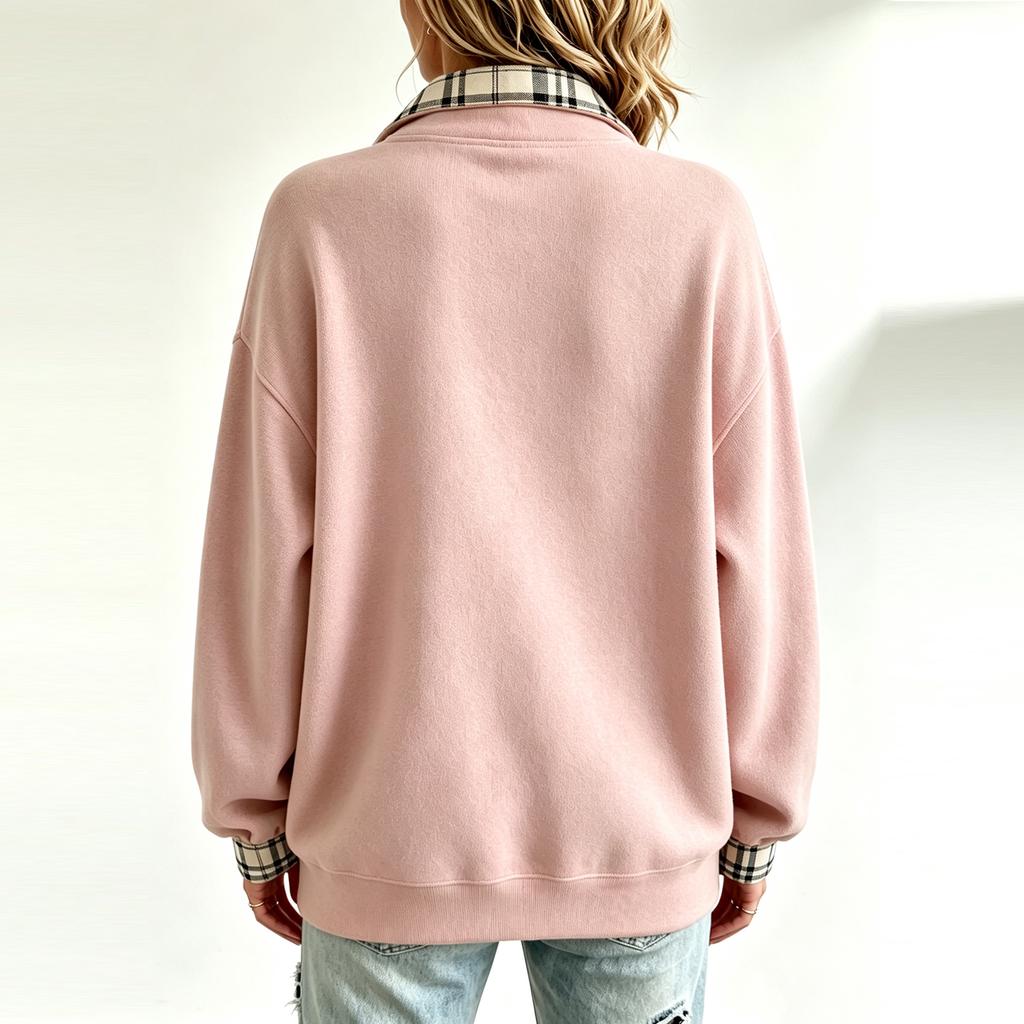 Women's Long Sleeve Half Zip Sweatshirt with Stand Collar Casual Pullover
