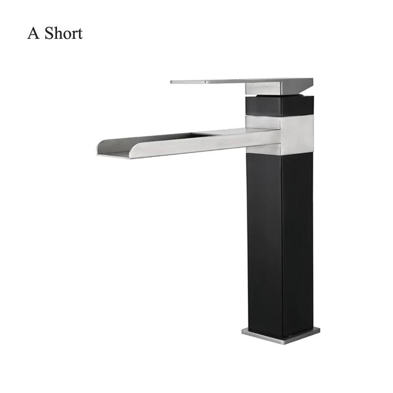 Black Gold Faucet Stainless Steel Waterfall Faucet Mixed Faucet Countertop Hot Cold Mixed Water Taps Bathroom Faucet Single Hole